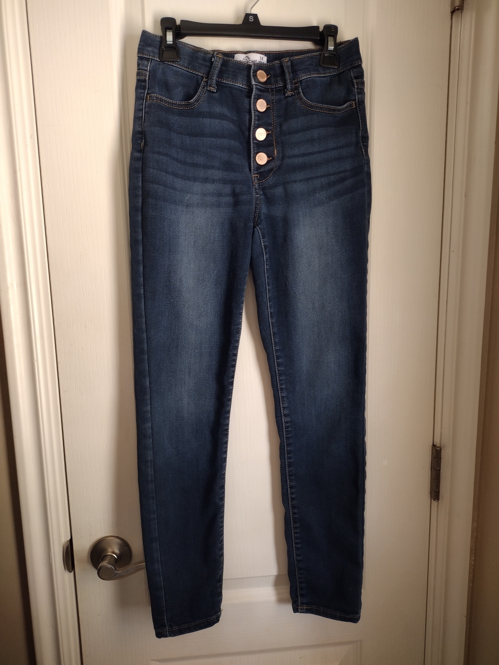 Jordache High-Rise Button-Fly Dark Blue Skinny Jeans